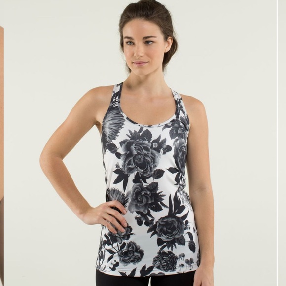lululemon athletica Tops - Lululemon Cool Racerback Tank Brisk Bloom Black 4